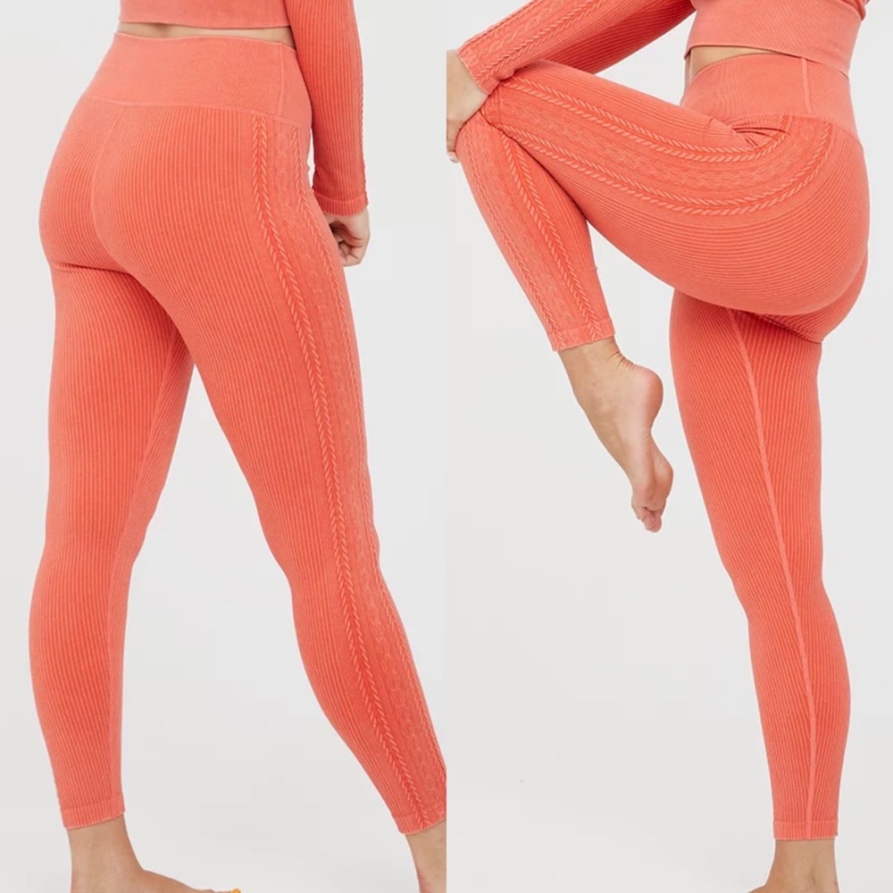 OFFLINE By Aerie Seamless Cable High Waisted Legging Starburst Coral